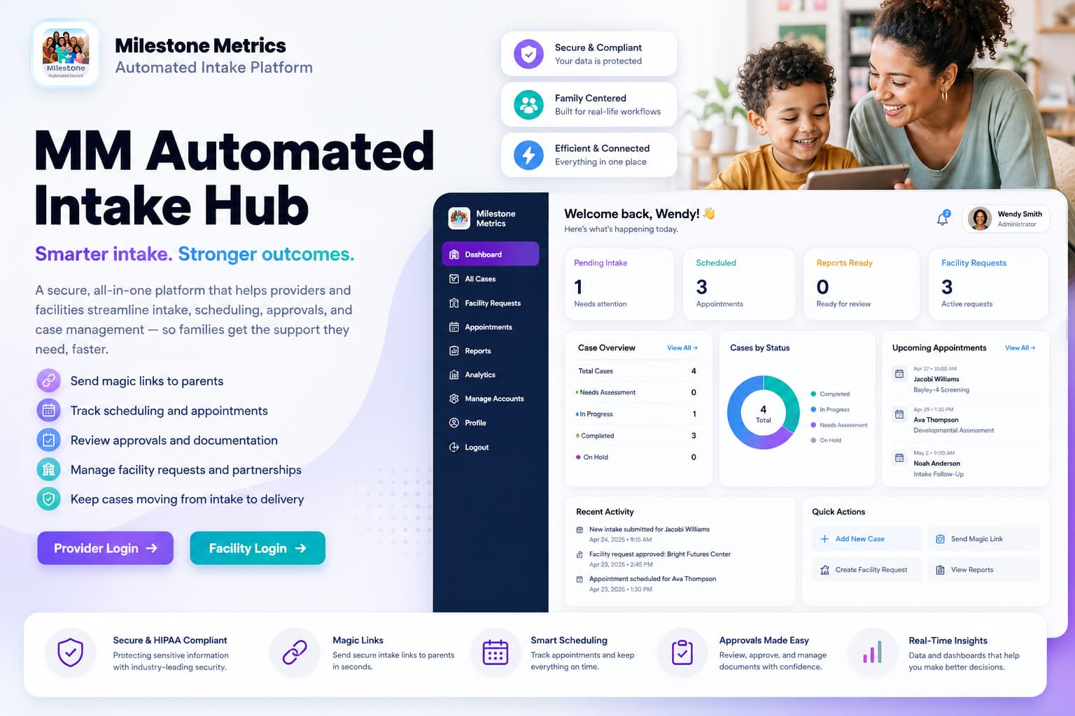 Milestone Metrics Automated Intake Platform preview